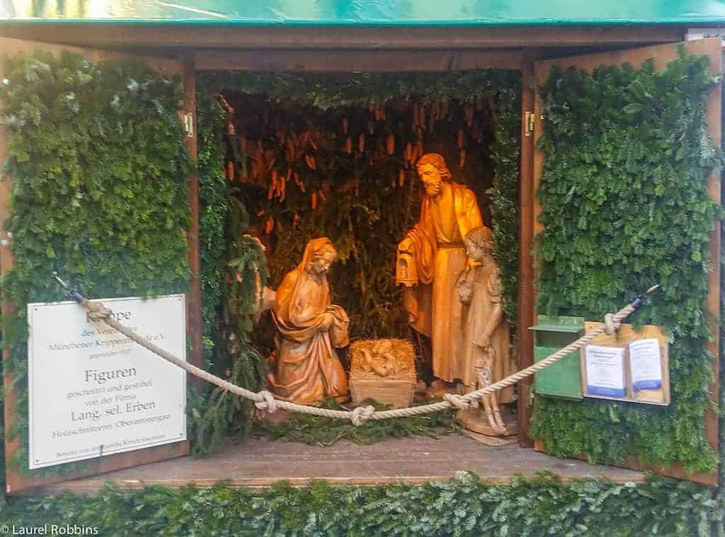 Life-size hand-carved manger scene from a craftsman in Oberammergau, a region in Bavaria, Germany