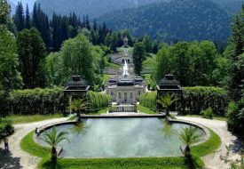 The view of the Linderhof Palace grounds Germany